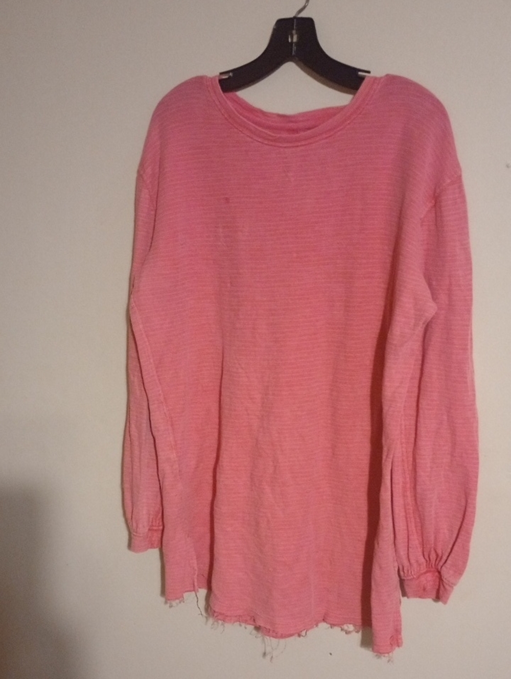 We The Free Pink Ribbed Long Sleeve Pullover Ribbed Crew Neck Coral Grunge